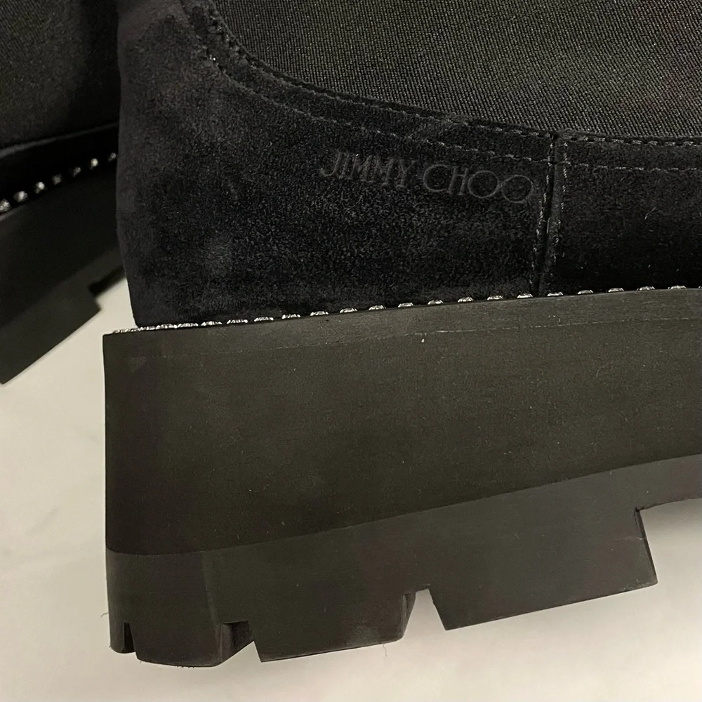 Jimmy Choo Clayton Crystal Embellished Suede Boots - Picture 8 of 10